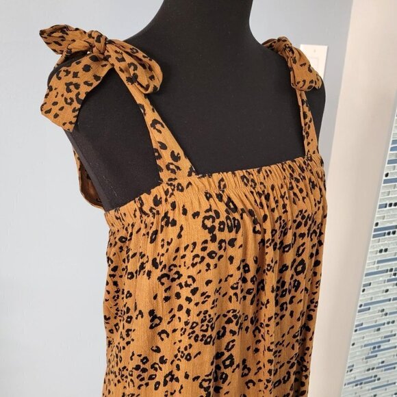 NWOT FRENCH GREY Maxi Dress w Shoulder Ties Brown & Black Animal Print Size M - Picture 7 of 14